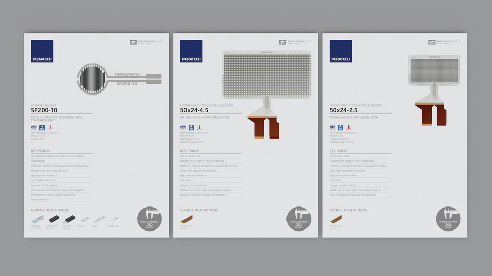 Peratech Sales Guide Sensor One Sheet Design, Illustration and Renders