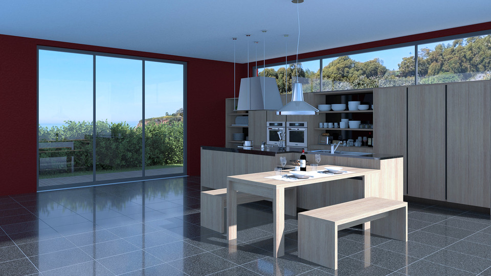 Kitchen Diner Interior Archviz Scene Render