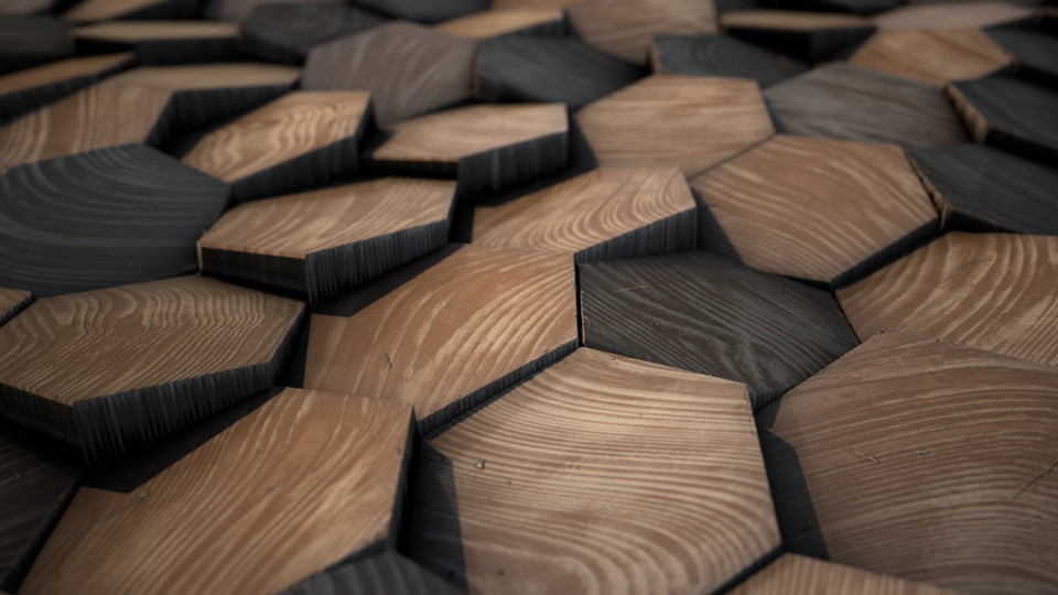 Wood Blocks Close-up Render