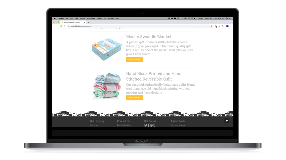 Bertie's Blankets Website